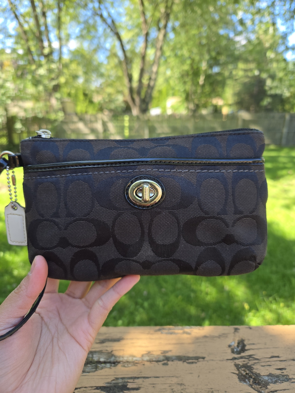 Coach Y2K Black Turnlock Wrislet Signature C